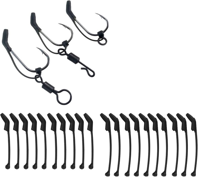 woobles Fishing Hooks Rubber Sleeves, 40pcs Anti Rigs Sleeves Fishhook, Non Slip D Rig Carp Hooks Sleeves for Outdoor Fishing, Fishing Tackle Accessories Tools - Image 1